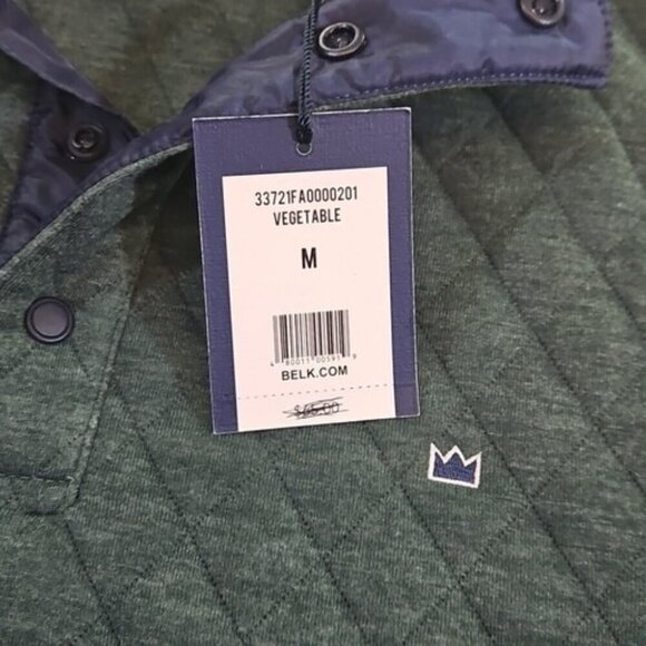 Crown & Ivy Quilted Snap Neck Pullover Top Men's Large Blue Stand-Up Collar NWT - Picture 4 of 13